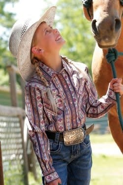 Cruel Girl's Stripe Snap Front Western Shirt.