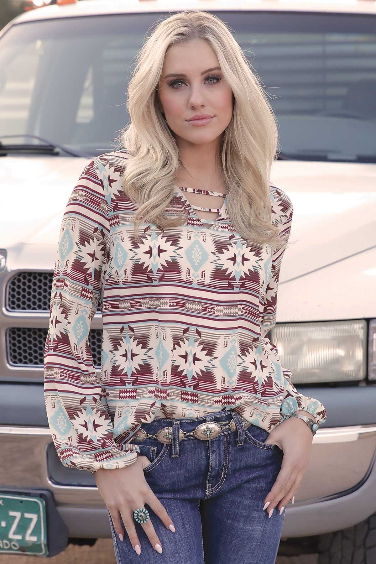 Cruel Girl Women's Aztec Print Blouse.