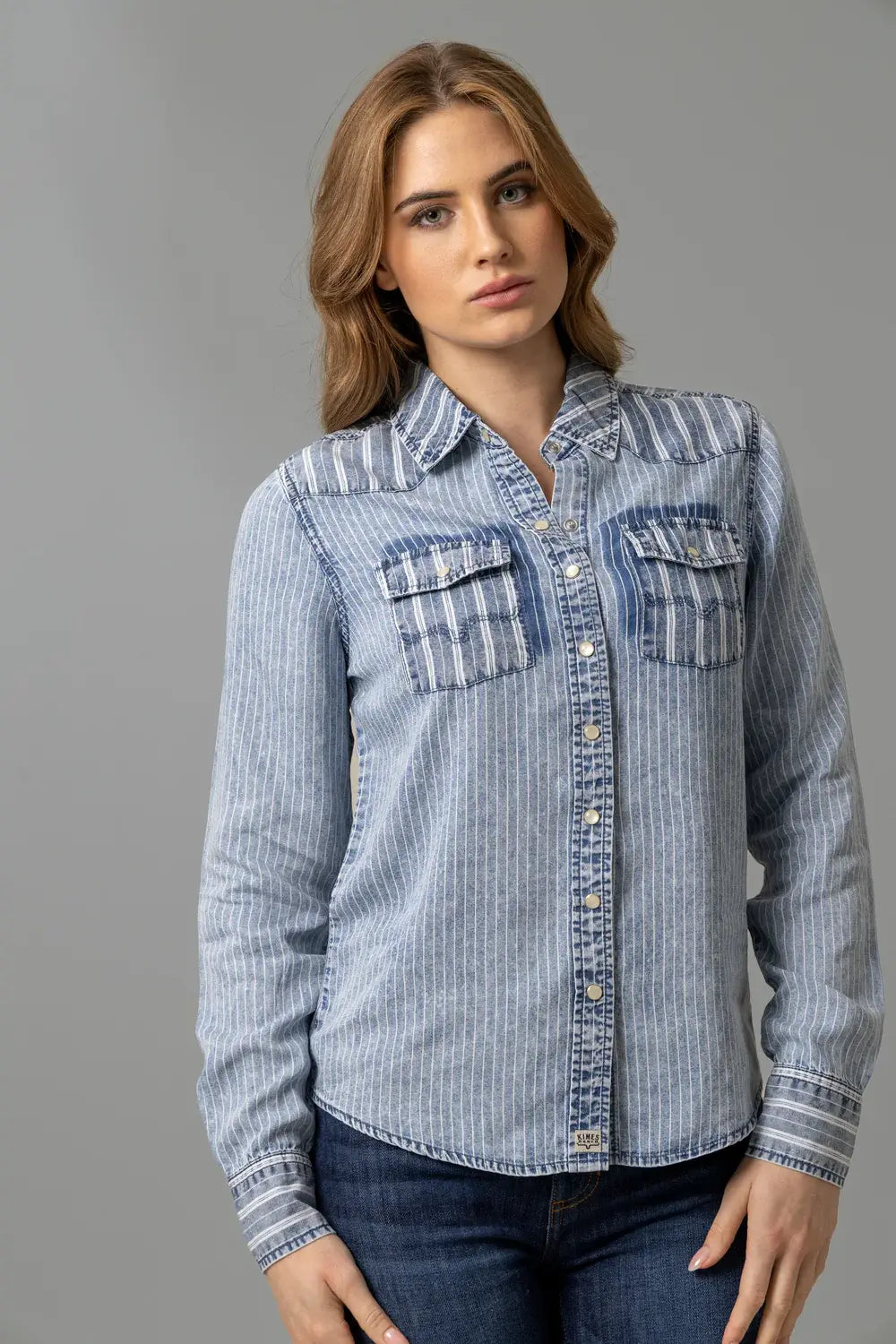 Kimes Ranch Women's KC Tencel Stripe Snap Front Shirt.