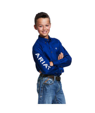 Ariat Boy's Royal Team Logo Twill Long Sleeve Shirt