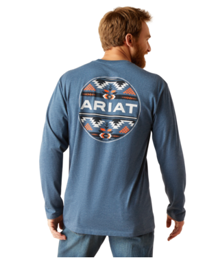 Ariat Men's Heather Blue Graphic Long Sleeve Shirt Size 2XL