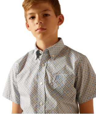 Ariat Boy's Jett Short Sleeve Button Up Shirt Size Large