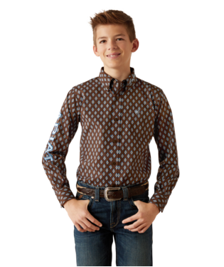 Ariat Boy's Team Oak Classic Fit Button Down Shirt