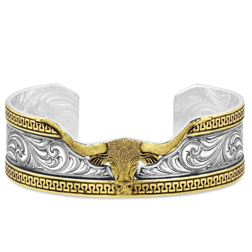 Montana Silversmiths Carved Longhorn Cuff Bracelet.