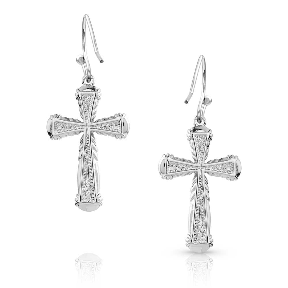 Montana Silversmiths Western Mosaic Cross Earrings.