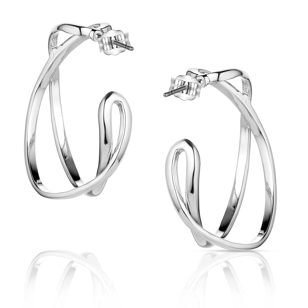 Montana Silversmiths Daring Crossed Hoop Earrings.