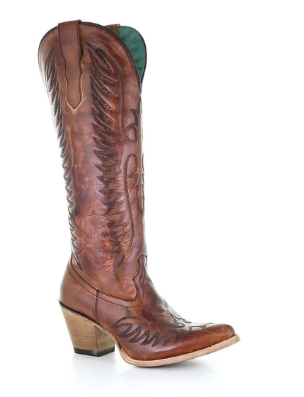 Corral Ladies Cognac Embroidery Western Boot.