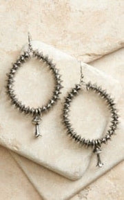 Silver Disc Bead Teardrop Earrings