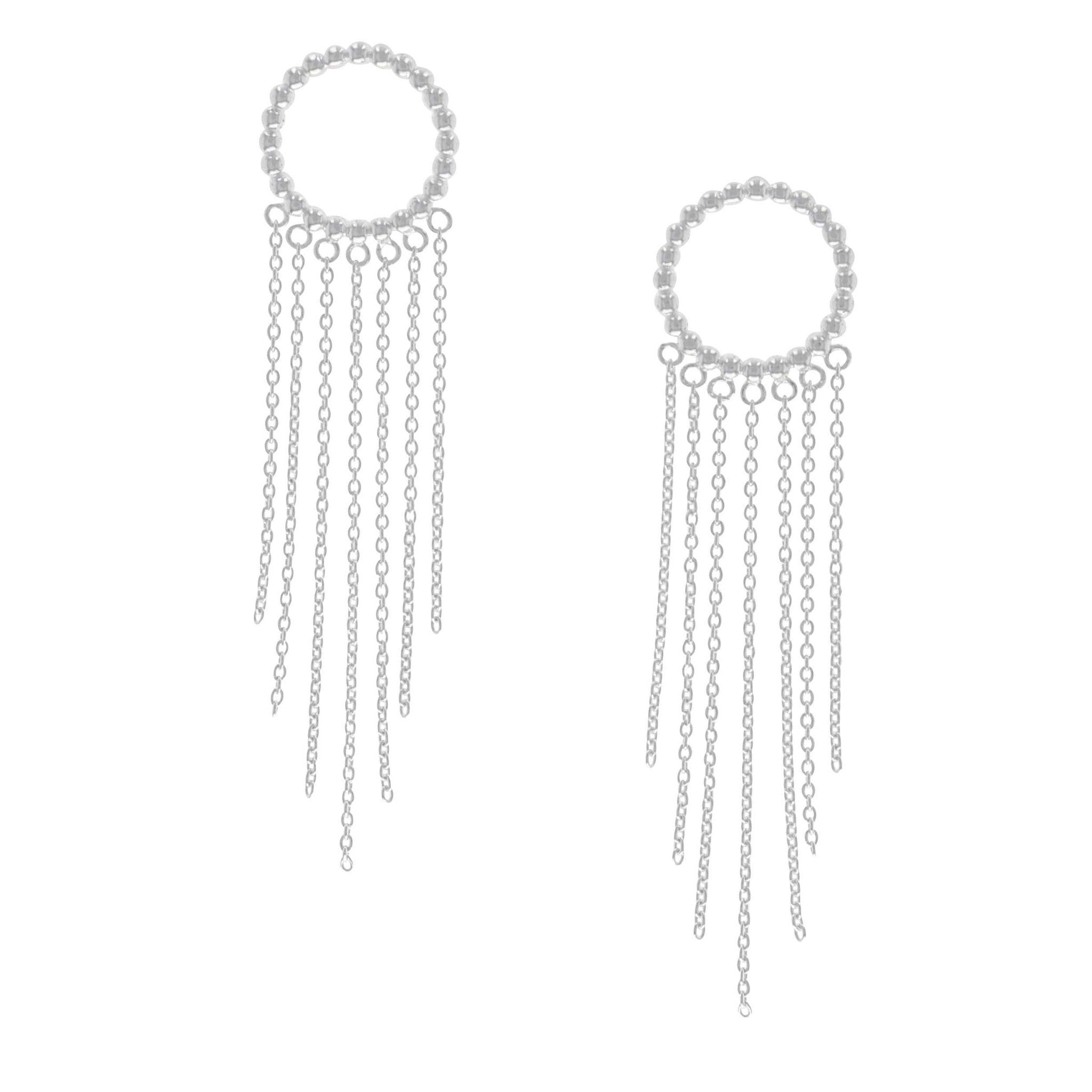 Trailing Halo Fringed Earrings