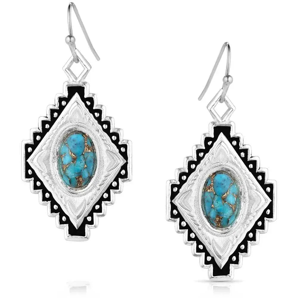 Montana Silversmiths  Diamond of the West Turquoise Earrings.