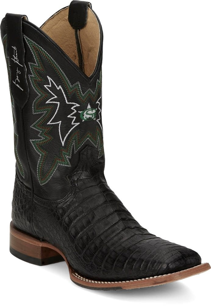 Justin Men's Haggard Black Caiman Boot C3.