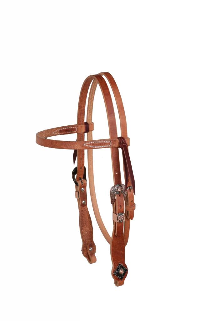 Berlin Copper Flower Buckle Browband Headstall.