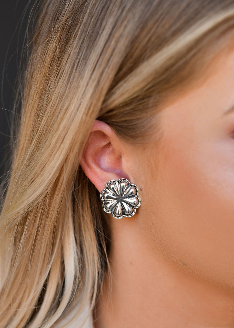 West & Co Silver Concho Earrings