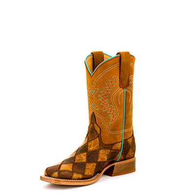 Horse Power Kid's Crazy Train Patchwork Western Boot