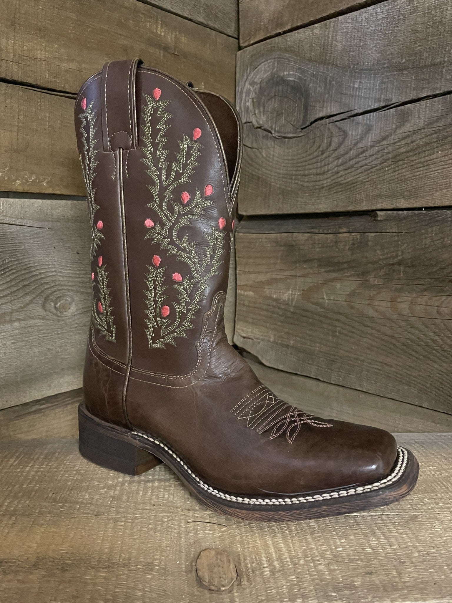 Nocona Ladies Brown Floral Western Boot