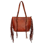 Montana West Tan Leather Fringe Purse