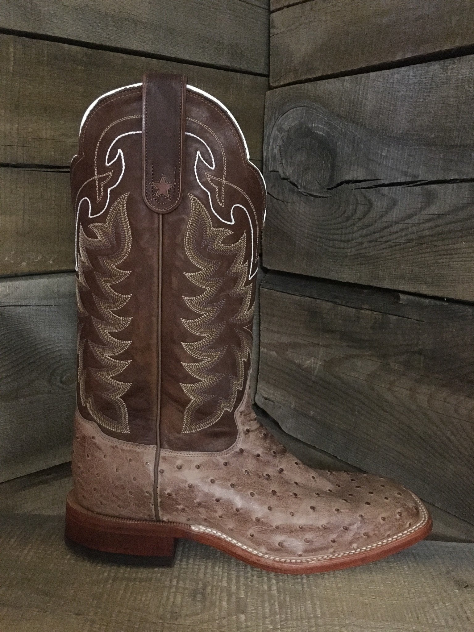 Tony Lama Men's Light Tan Full Quill Ostrich Boots