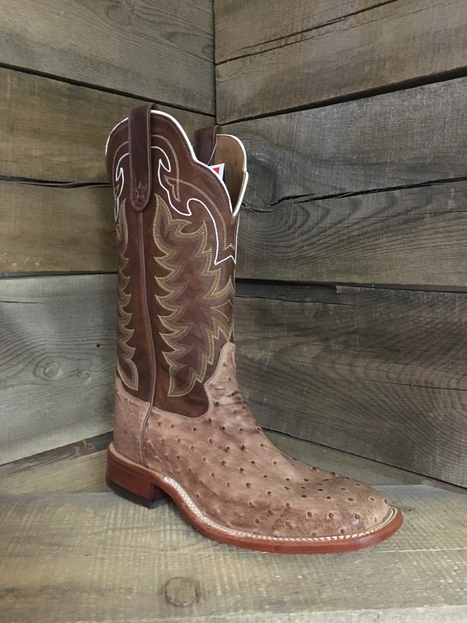 Tony Lama Men's Light Tan Full Quill Ostrich Boots