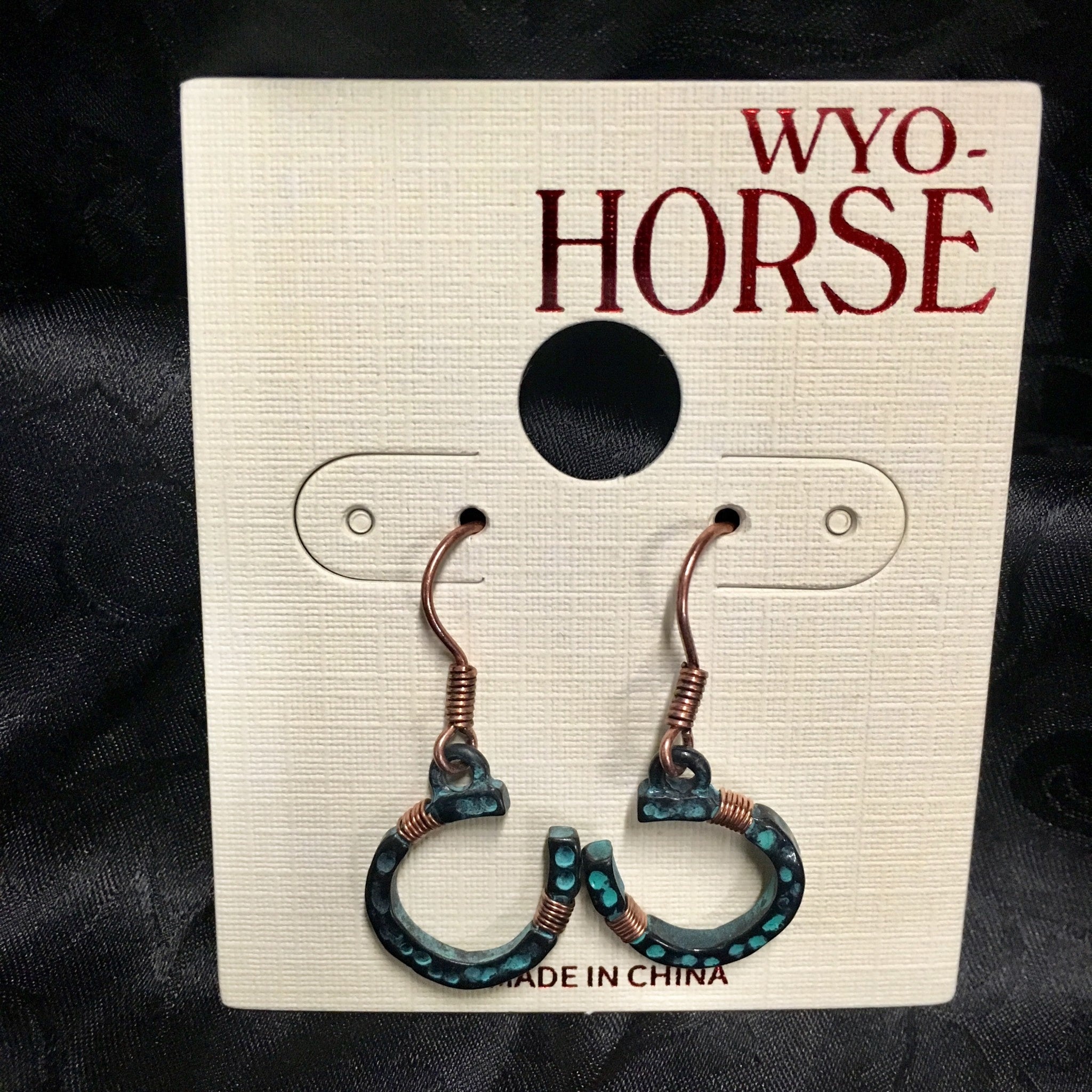 Patina Wire Wrapped Horseshoe Earrings