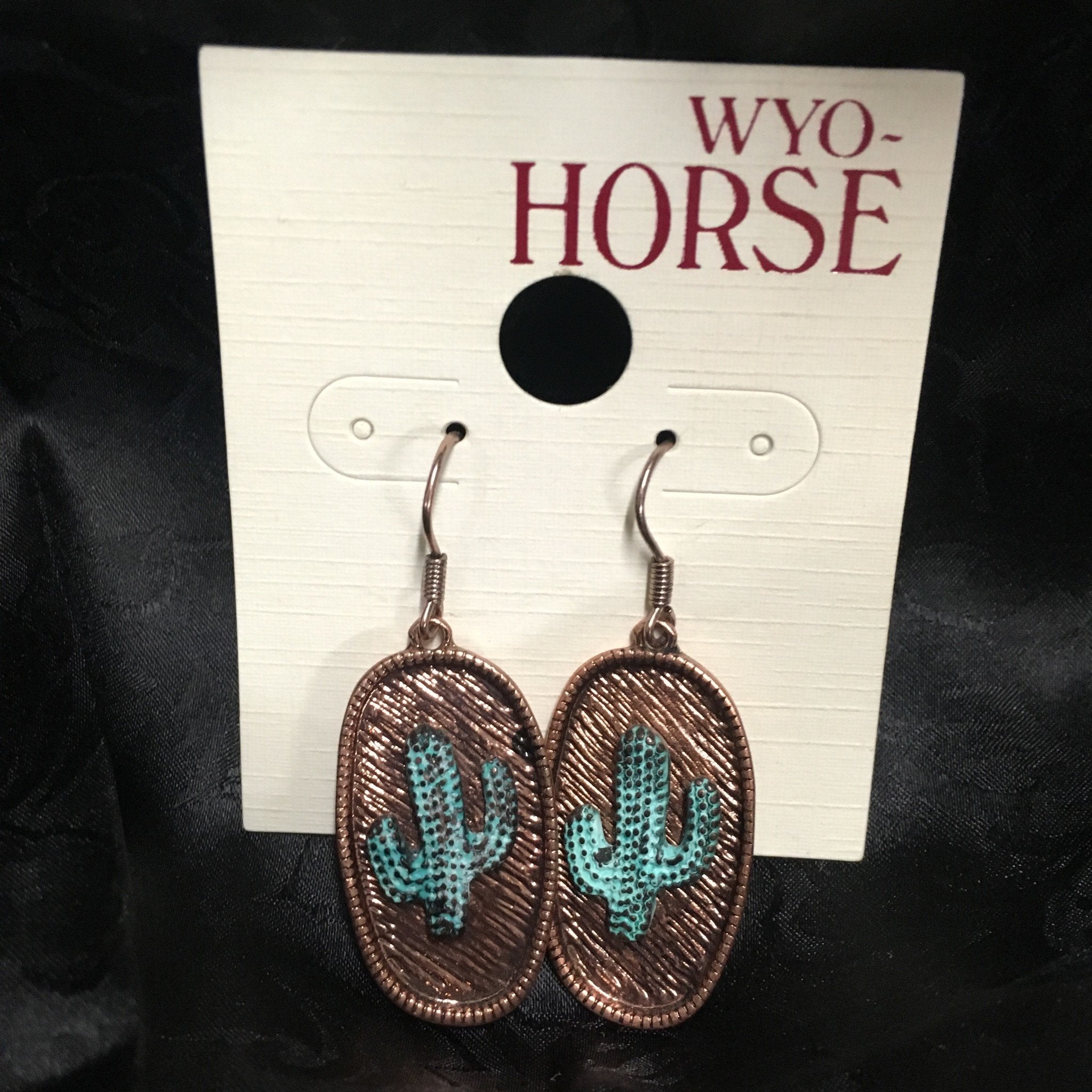 Copper Cactus Pendant Earrings