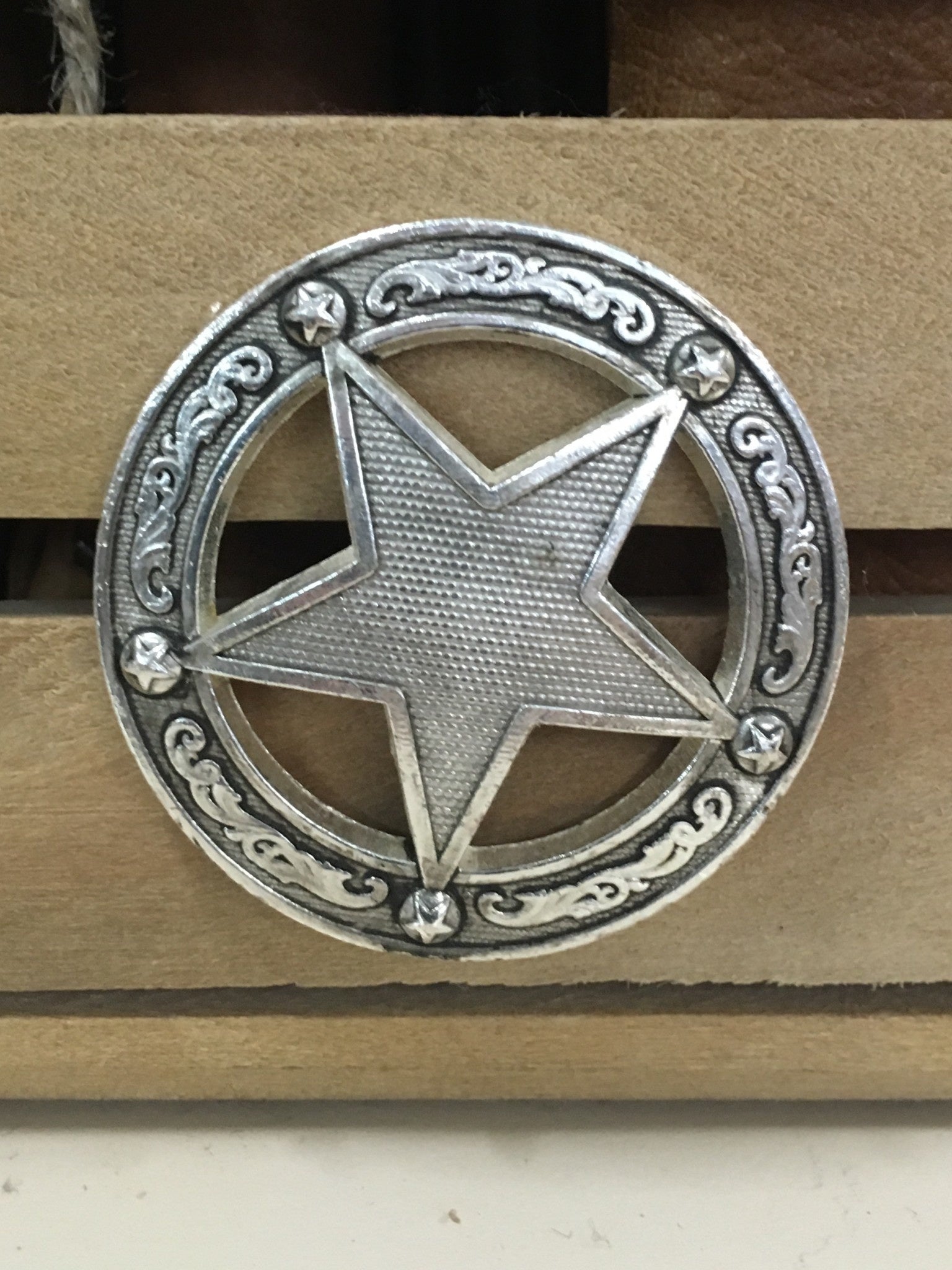 Large Silver Sheriff Star Screw Conchos.