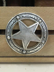 Large Silver Sheriff Star Screw Conchos