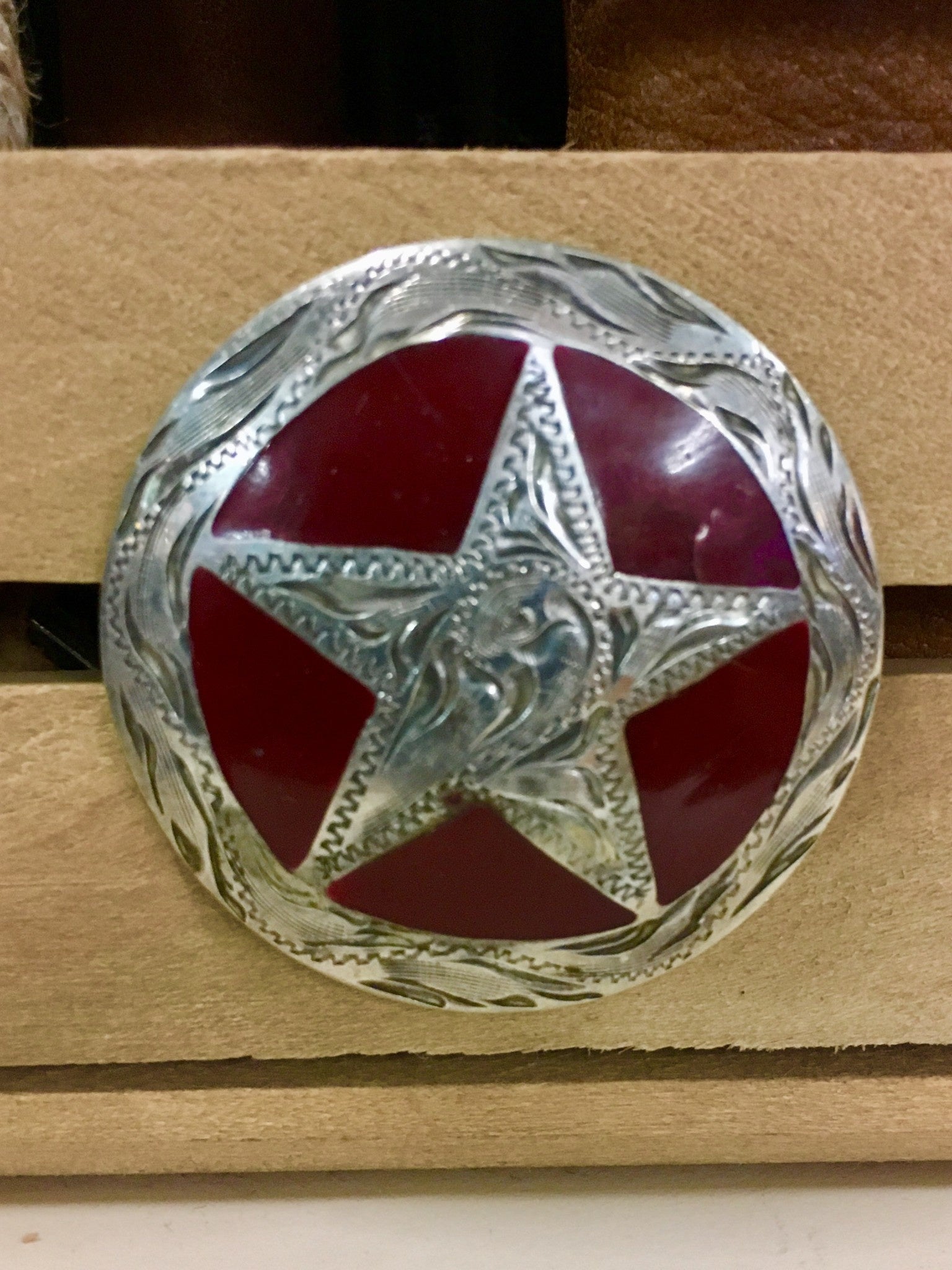 Large Red Star Screw Conchos