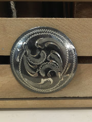 Large Dark Silver Engraved Screw Concho