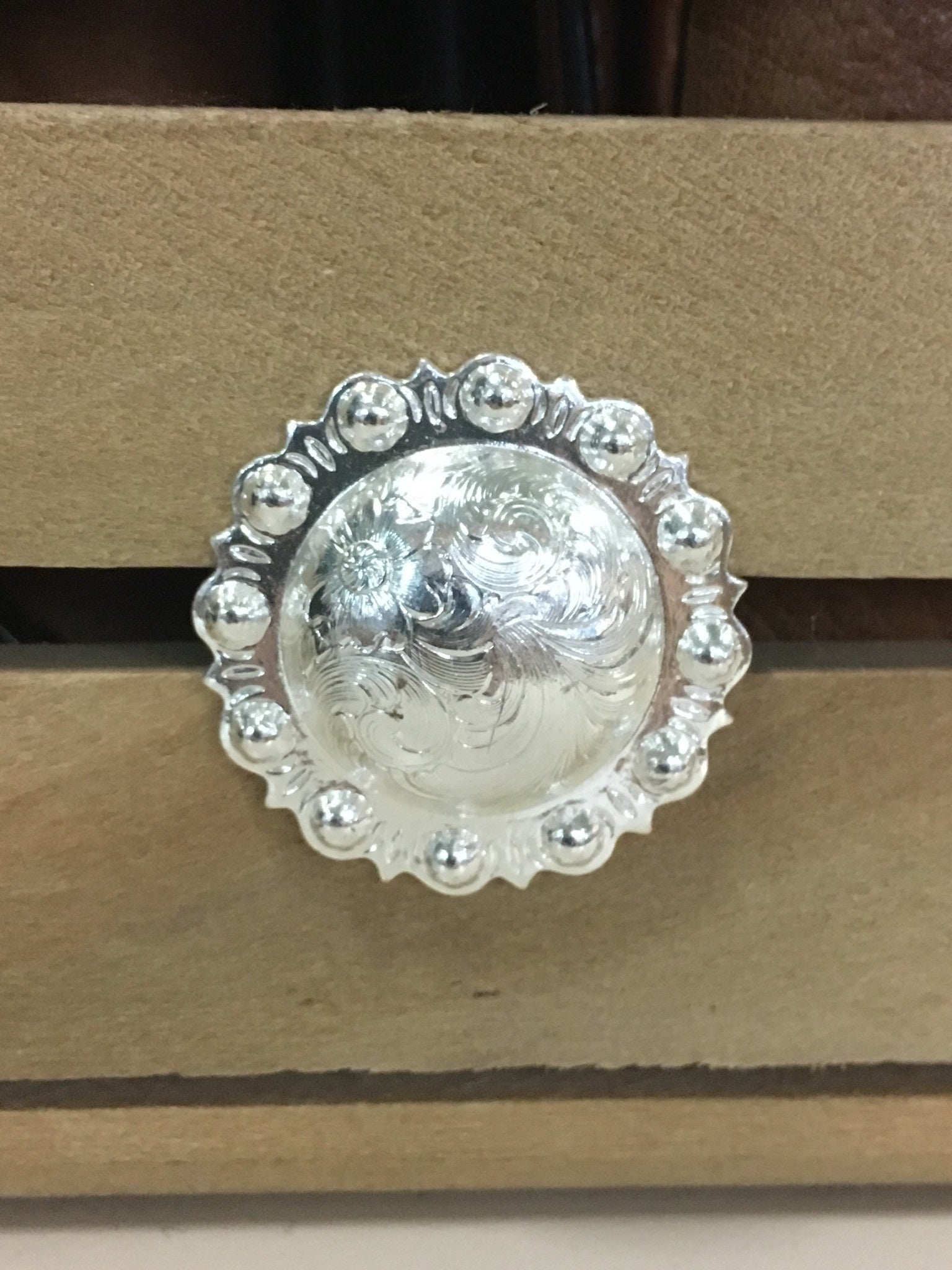 Medium Silver Berry Edge Screw Concho.