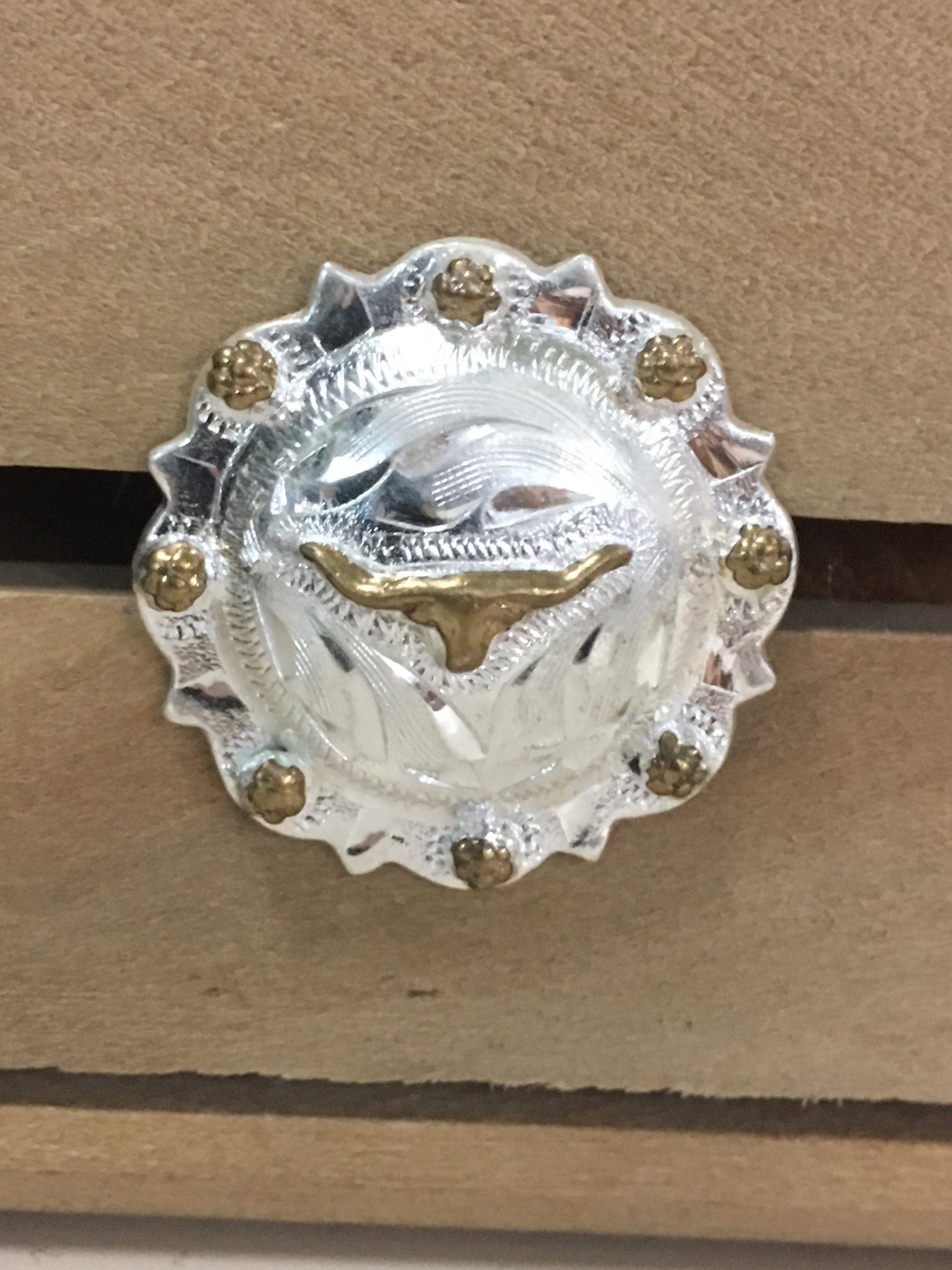 Medium Berry Edge Steer Head Screw Concho.