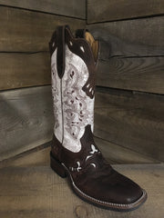 Cream Top Chocolate Saddle Vamp Boots