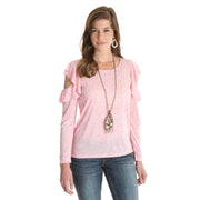 Wrangler Women's Light Pink Ruffle Blouse C4