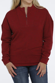 Cinch Women's Red 1/4 Zip Sweater C4