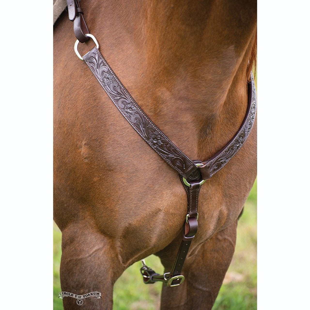 Circle Y Chocolate Floral Stamped Breastcollar.