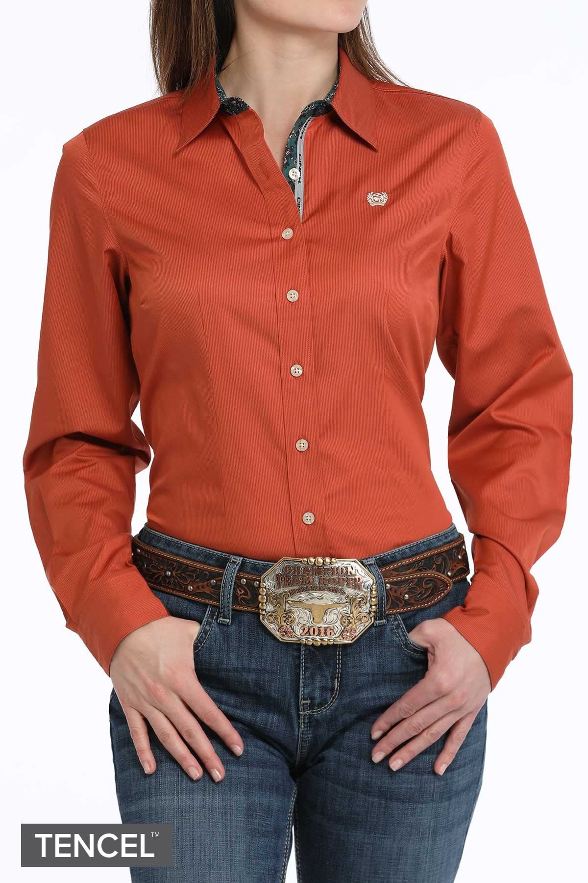 Cinch Women's Stripe Button Down Shirt.