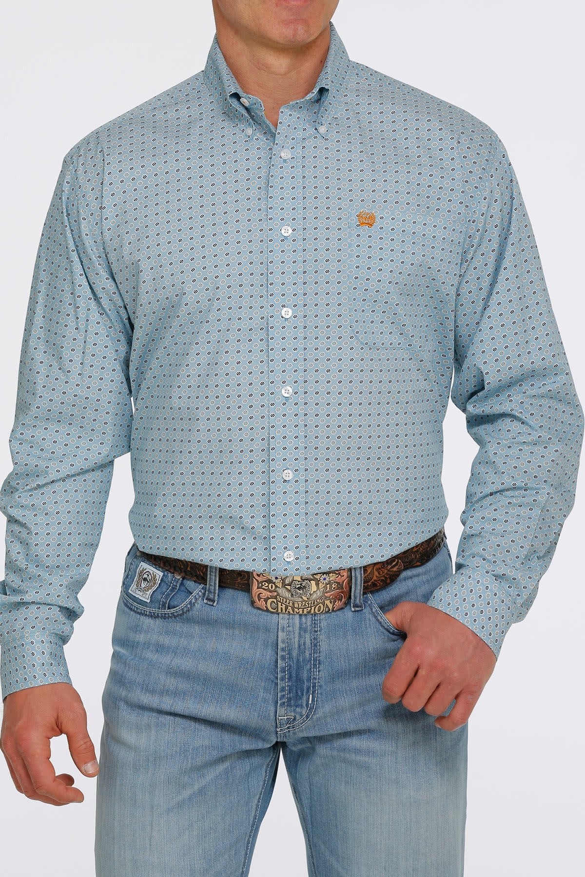 Cinch Men's Light Blue Long Sleeve Shirt C3.