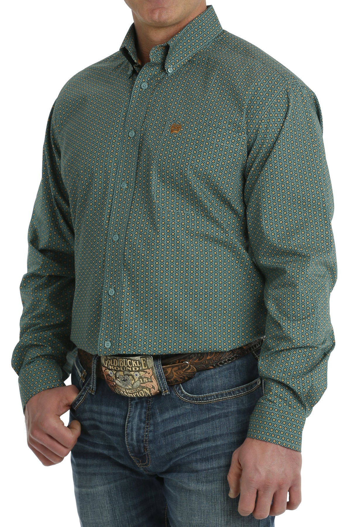 Cinch Men's Turquoise Print Shirt.