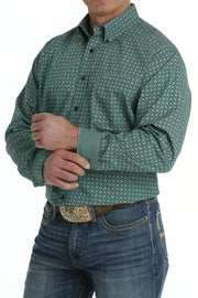 Cinch Men's Teal Printed Long Sleeve Shirt