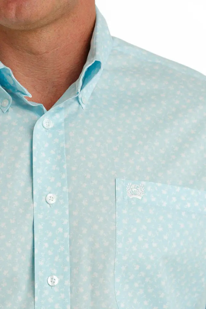 Cinch Men's Light Blue Patterned Long Sleeve Shirt