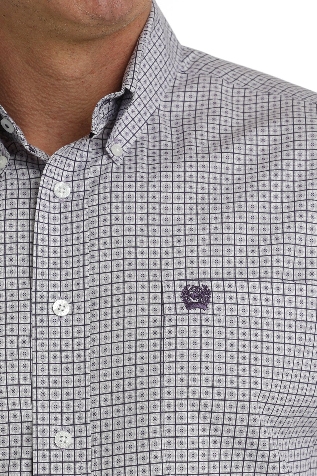 Cinch Men's Purple Patterned Long Sleeve Shirt