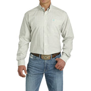 Cinch Men's Cream Colored Plaid Long Sleeve Shirt