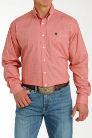 Cinch Men's Red Printed Long Sleeve Shirt