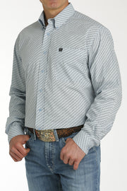 Cinch Men's Light Blue Printed Shirt