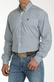 Cinch Men's Blue and White Printed Shirt