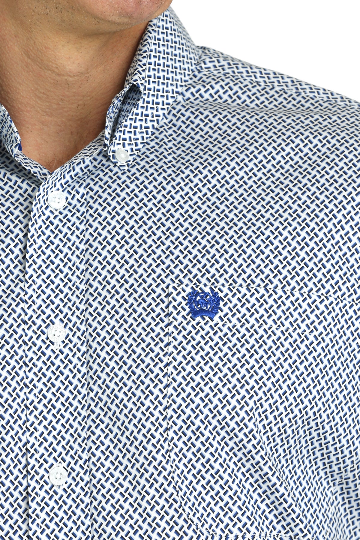 Cinch Men's Blue and White Printed Shirt