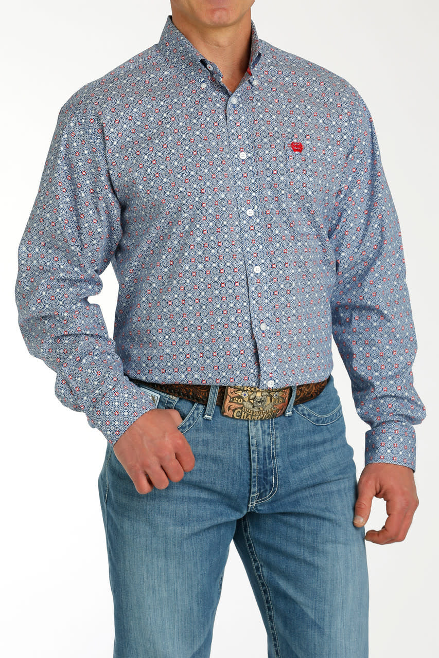 Cinch Men's Royal Printed Long Sleeve Shirt