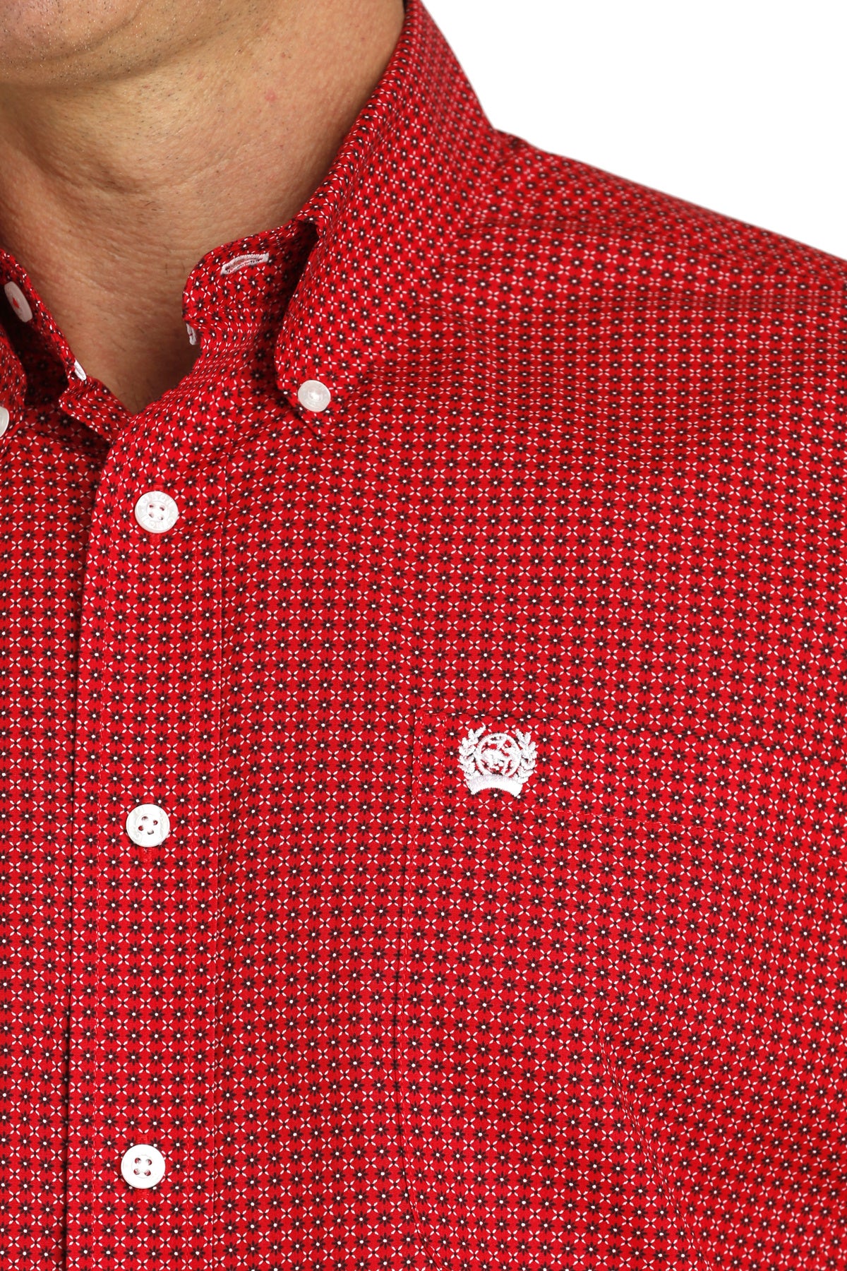 Cinch Men's Red Printed Long Sleeve Shirt