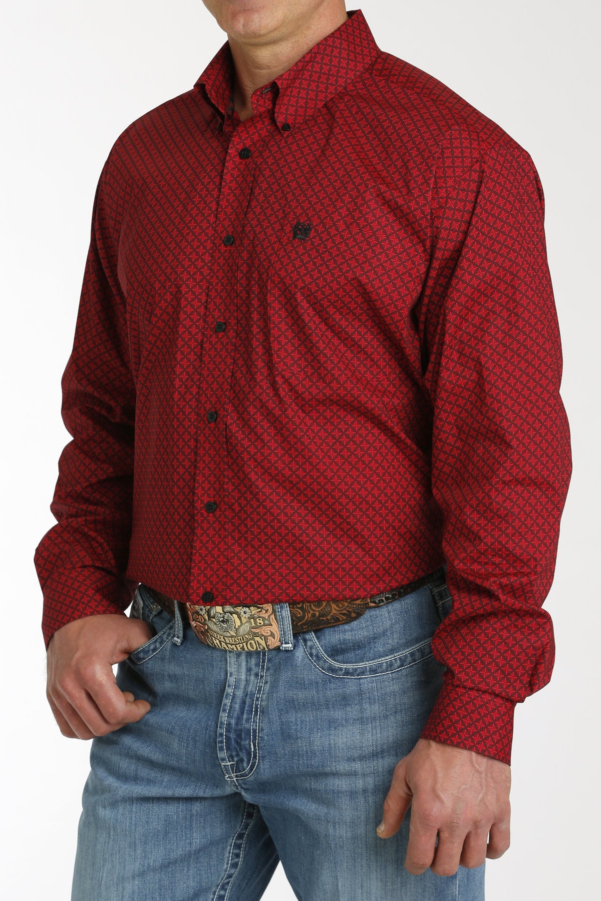 Cinch Men's Red Button Down Shirt