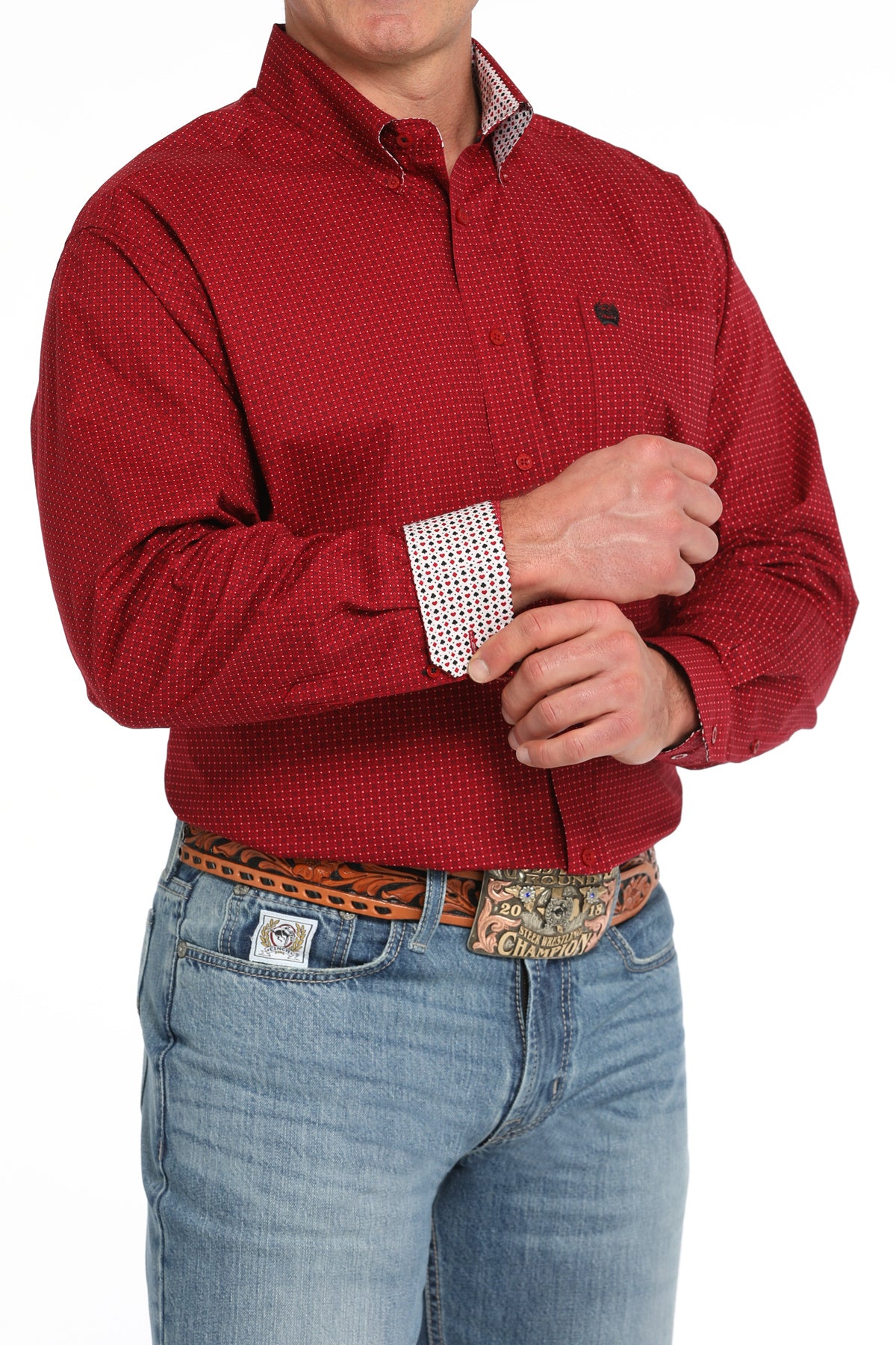 Cinch Men's Red Button Down Shirt