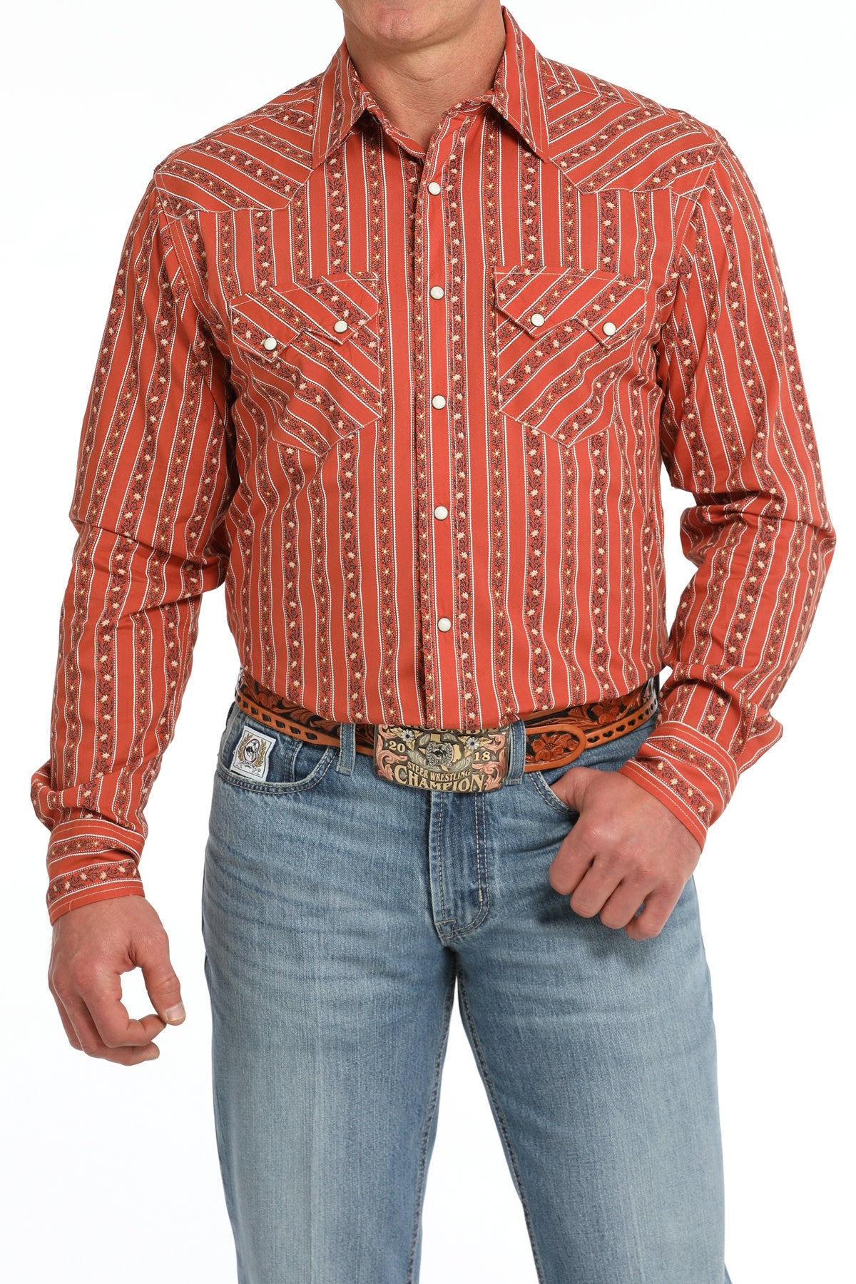 Men's Cinch Stripe Modern Fit Snap Front Shirt.